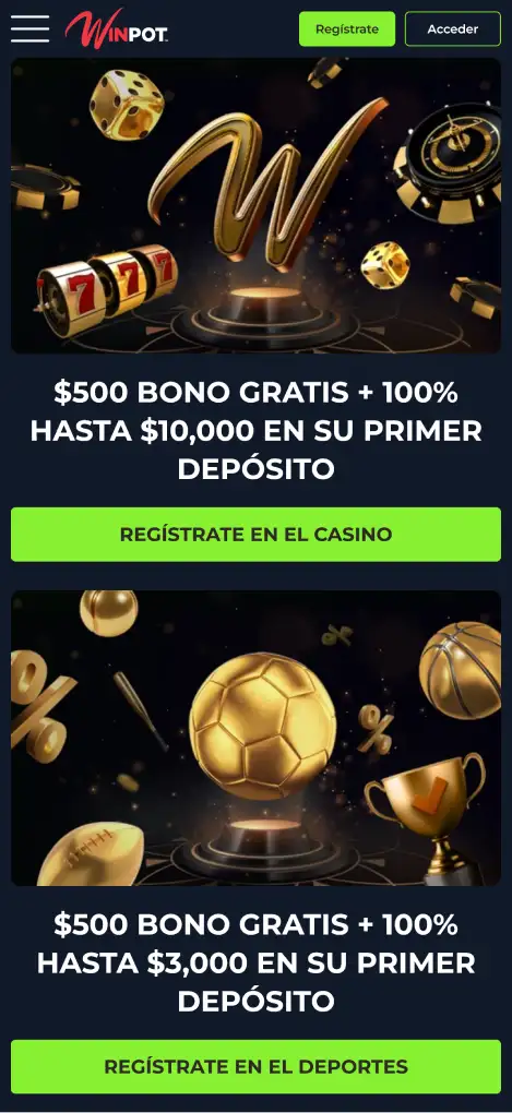 Winpot Casino versión móvil